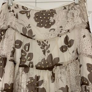 Fully lined silk autumn leaf skirt Size med .. side zipper